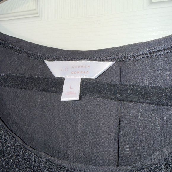 LC Lauren Conrad Layered Lace Sweater Black Top Sz Large - Picture 5 of 5